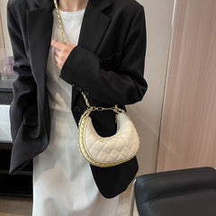 Popular Texture Chain Crossbody Bag Beige