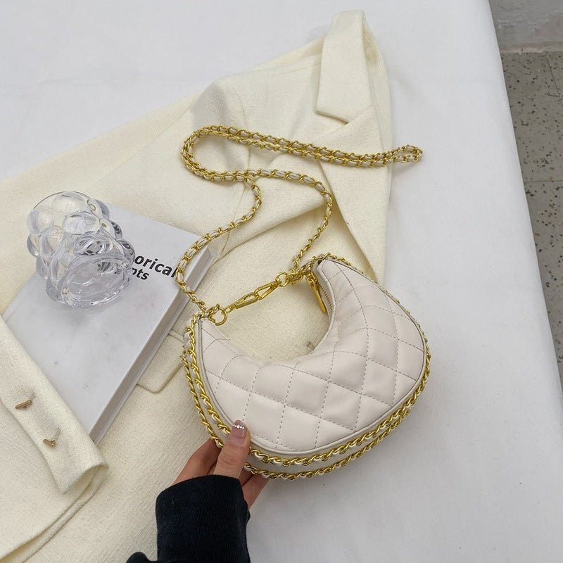 Popular Texture Chain Crossbody Bag Beige