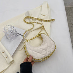 Popular Texture Chain Crossbody Bag Beige