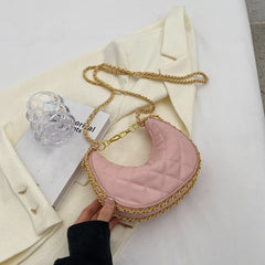 Popular Texture Chain Crossbody Bag Beige