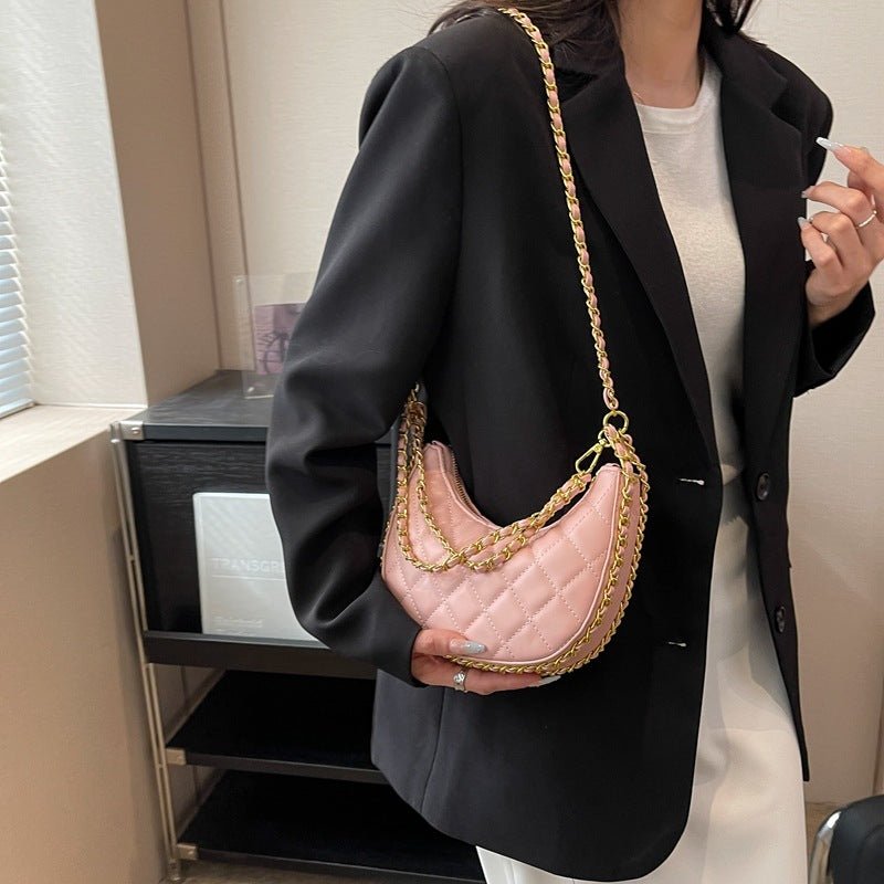 Popular Texture Chain Crossbody Bag Pink