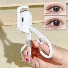 Portable Electric Heated Eyelash Curler with Long - Lasting Power White