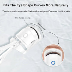 Portable Electric Heated Eyelash Curler with Long - Lasting Power White