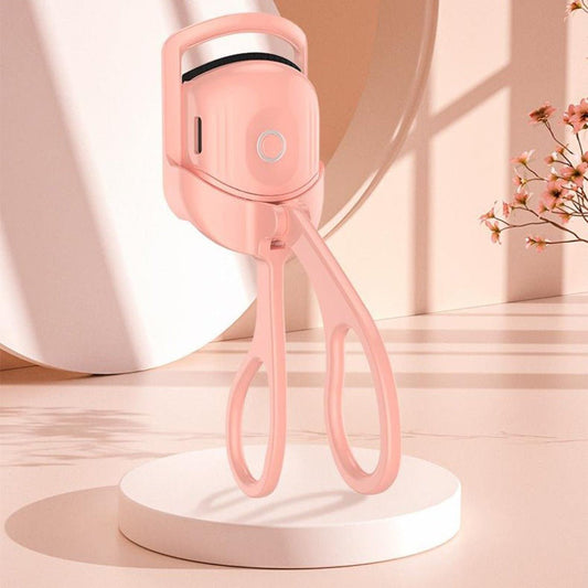 Portable Electric Heated Eyelash Curler with Long - Lasting Power Pink