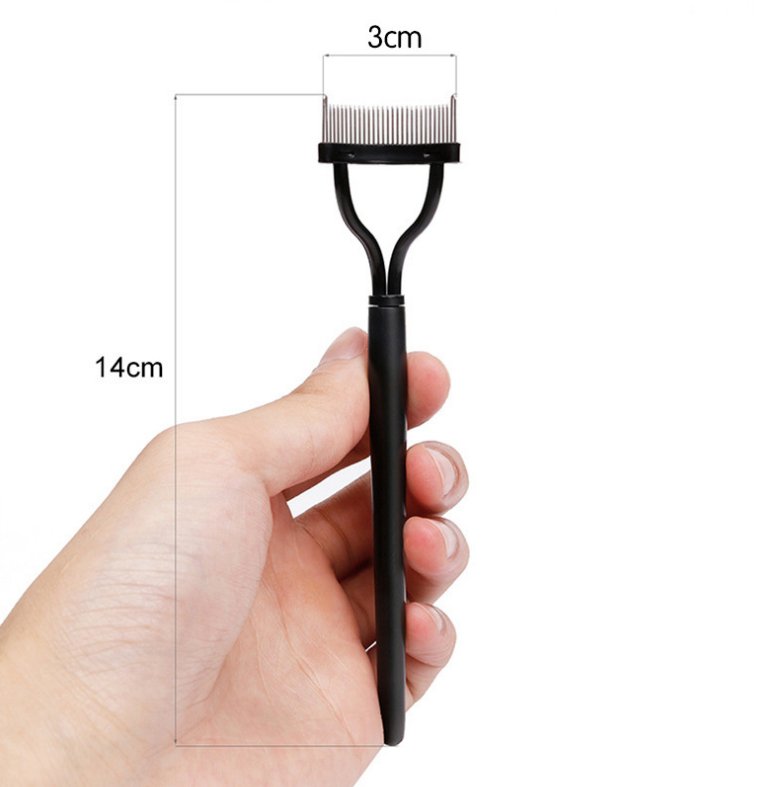 Portable Steel Needle Eyelash Comb & Brow Correction Beauty Tool Collapsible