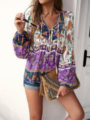 Printed Autumn And Winter Vacation Casual Shirt Purple