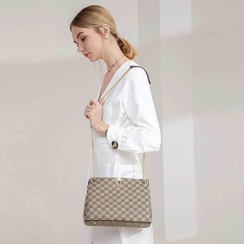 Printed Clutch One Shoulder Chain Handbag Four leaf flower