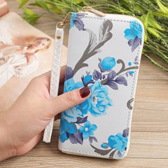 Printed Clutch Wallet for Ladies Blue