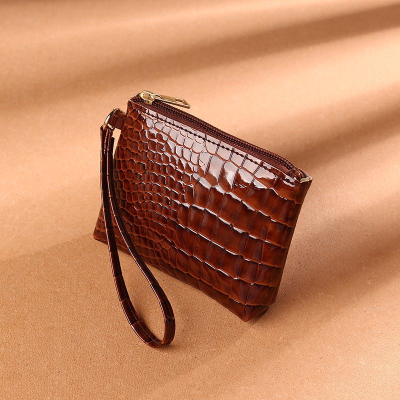 Purse Bag PU Solid Color Clutch Brown