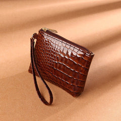 Purse Bag PU Solid Color Clutch Brown
