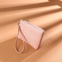 Purse Bag PU Solid Color Clutch Pink