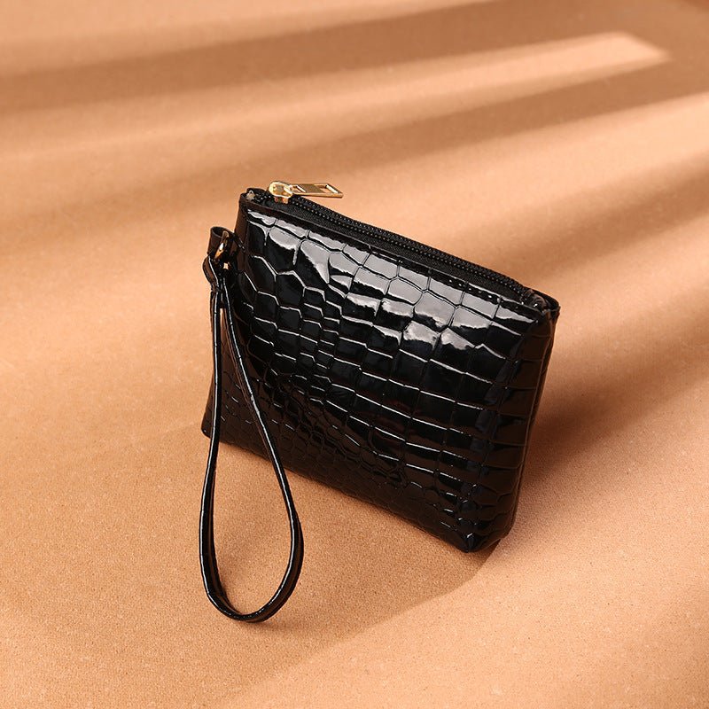 Purse Bag PU Solid Color Clutch Black