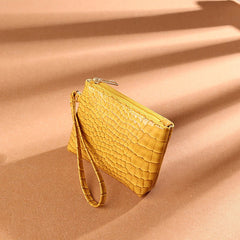 Purse Bag PU Solid Color Clutch Yellow