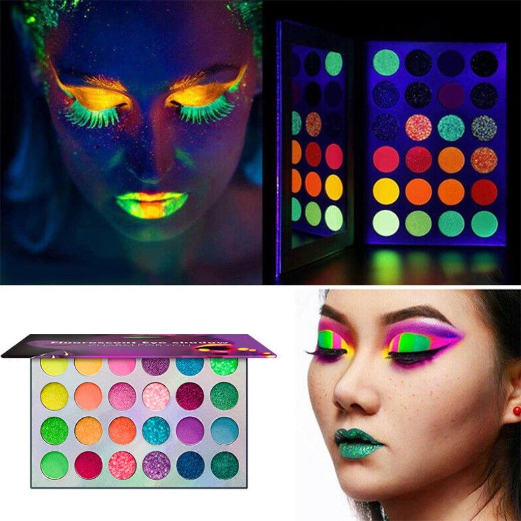 Radiant UV Glow in the Dark Eyeshadow Palette Set - Lasting Glow 24 colors