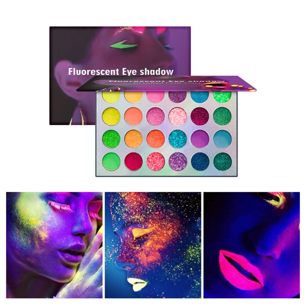 Radiant UV Glow in the Dark Eyeshadow Palette Set - Lasting Glow 24 colors