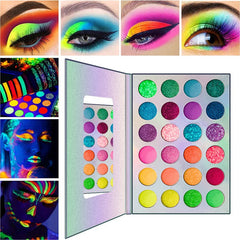 Radiant UV Glow in the Dark Eyeshadow Palette Set - Lasting Glow 24 colors