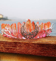 Rainbow Crystal Crown Hair Band: Natural Elegance and Beauty Orange Pink