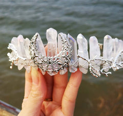 Rainbow Crystal Crown Hair Band: Natural Elegance and Beauty White