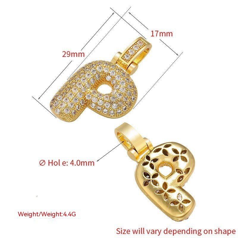 Rap Fashion Fat Letter Pendant Parts: Stylish Pendant Element Gold