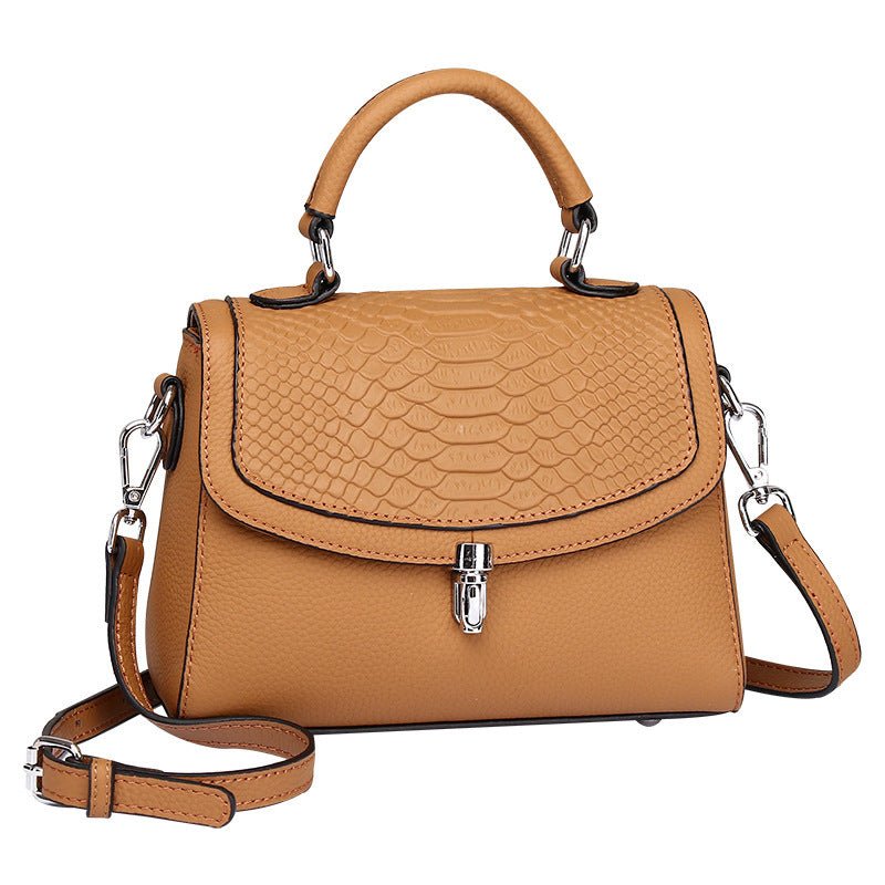 Real Leather Clutch Cross Shoulder Bag, Head Layer Brown