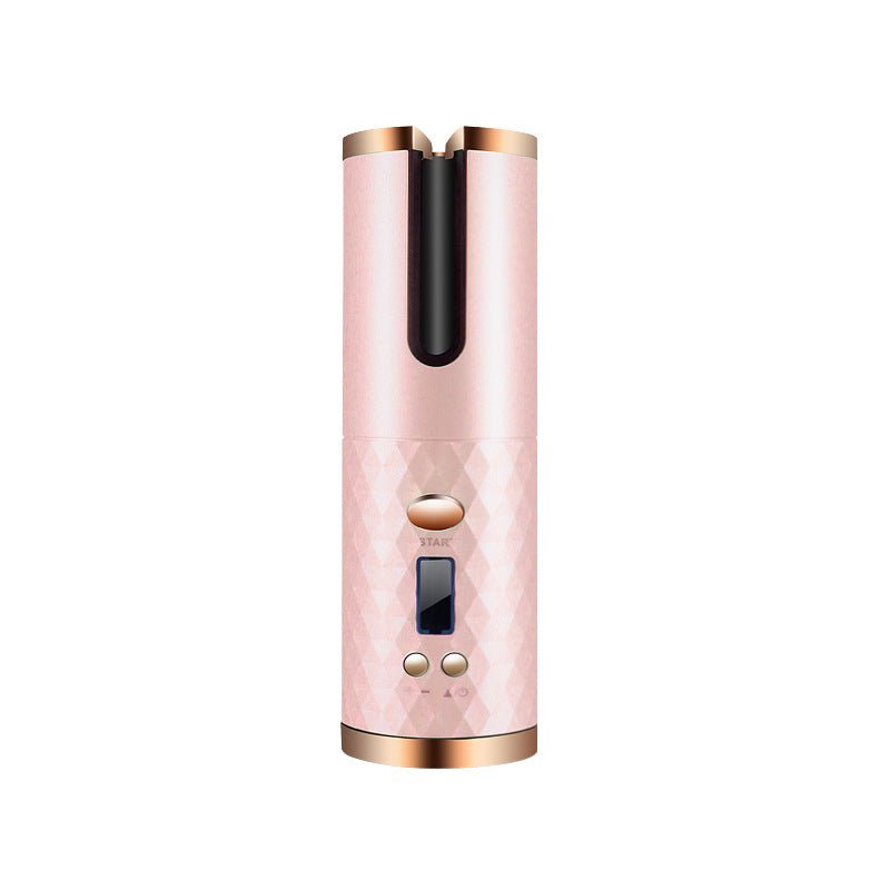 Rechargeable Automatic Hair Curler: Portable LCD Ceramic Iron Pink