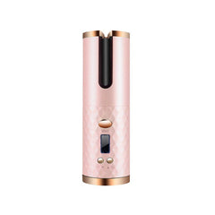 Rechargeable Automatic Hair Curler: Portable LCD Ceramic Iron Pink