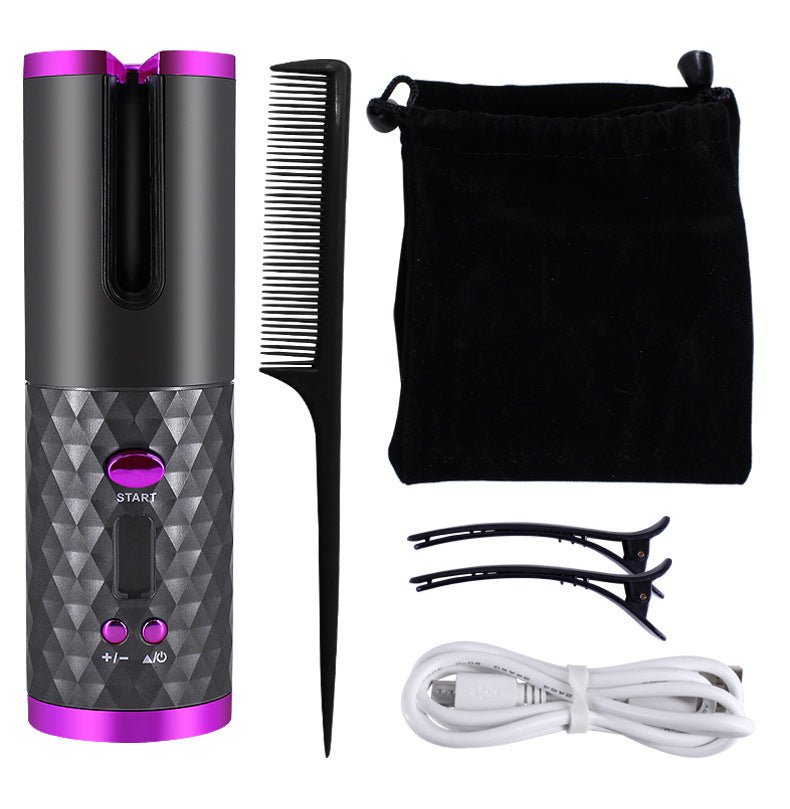 Rechargeable Automatic Hair Curler: Portable LCD Ceramic Iron White