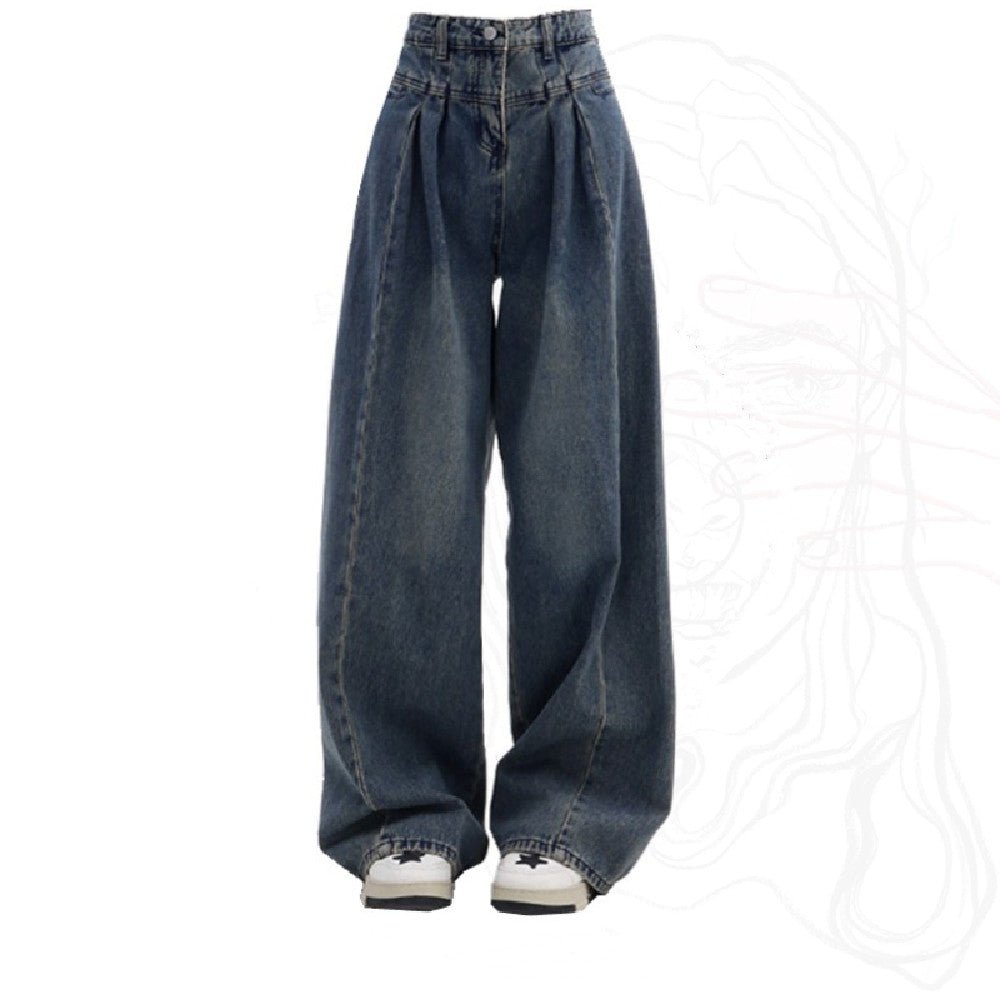 Relaxed Oversized Slouch Drapey Wide Leg Jeans Blue