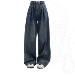 Relaxed Oversized Slouch Drapey Wide Leg Jeans Blue