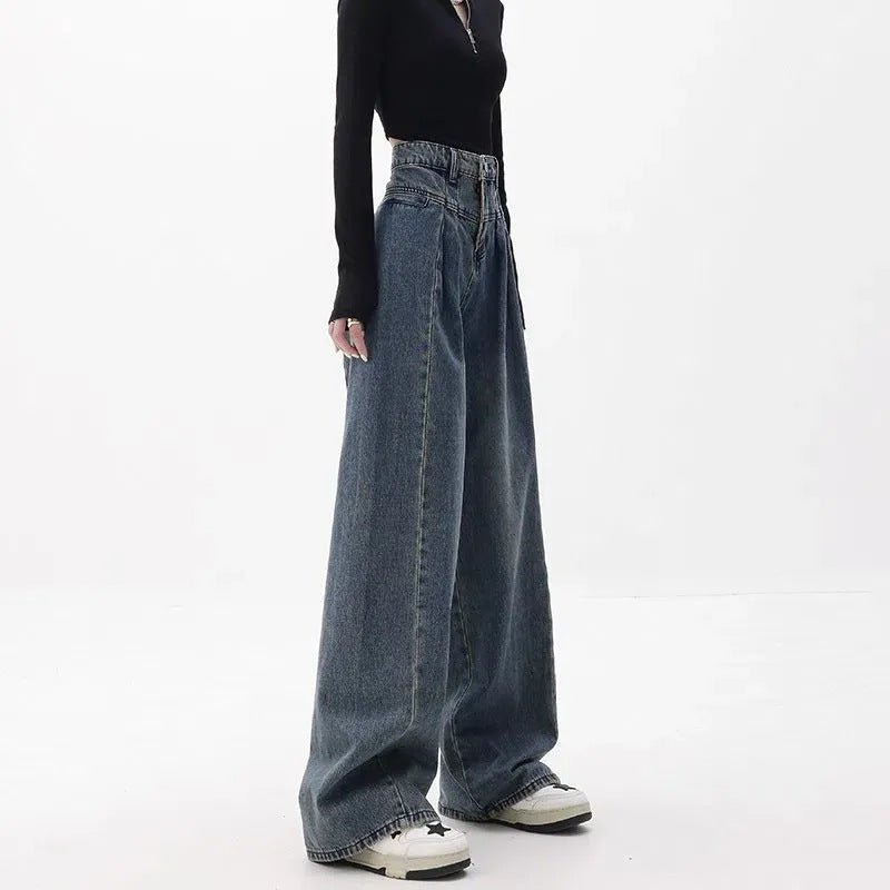 Relaxed Oversized Slouch Drapey Wide Leg Jeans Blue