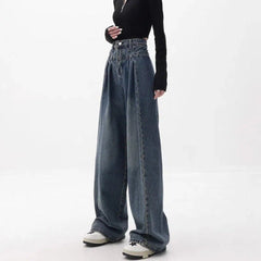 Relaxed Oversized Slouch Drapey Wide Leg Jeans Blue