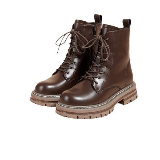 Retro British Style Small Man Platform Ankle Boots Black