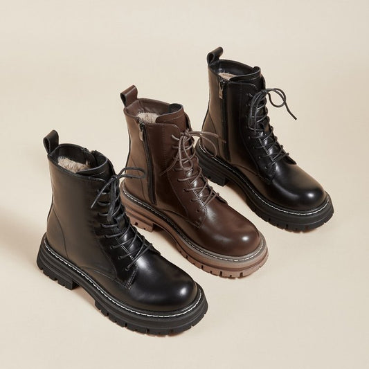 Retro British Style Small Man Platform Ankle Boots Black