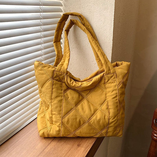 Retro Casual Shoulder Bag with Large Capacity for Women Yellow