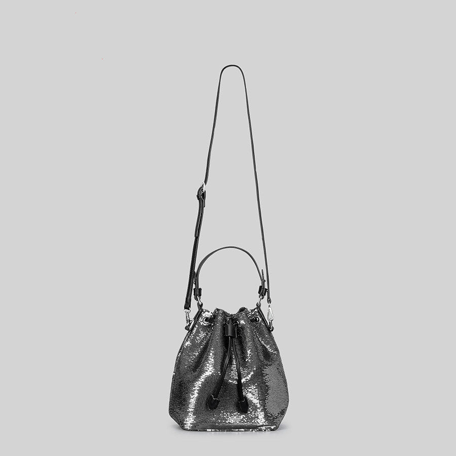 Retro Elegant Sequin Bucket Bag: Bling Fashion for Women Gold