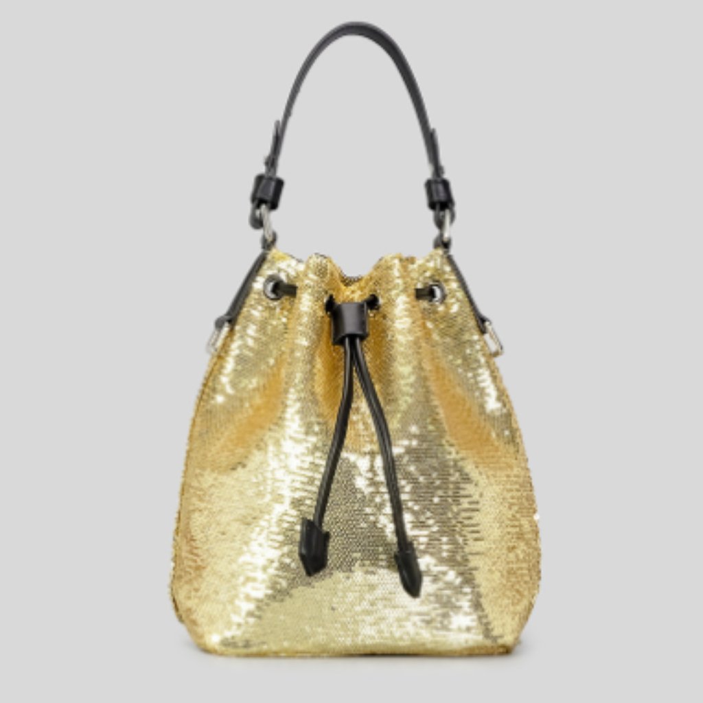 Retro Elegant Sequin Bucket Bag: Bling Fashion for Women Gold