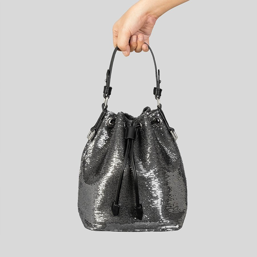 Retro Elegant Sequin Bucket Bag: Bling Fashion for Women Gold