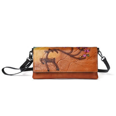 Retro Embossing Colored Clutch Small Toe Cap Retro Red Brown