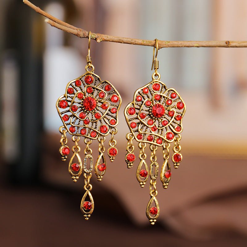 Retro Ethnic Style New Earrings - Creative Women's Fashion DC1992 1 Red