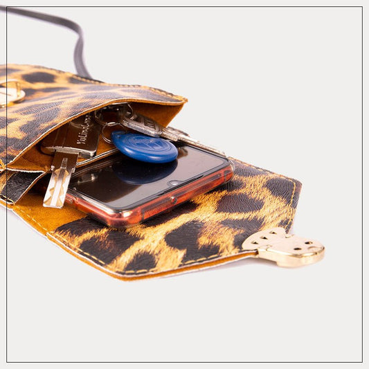 Retro Leopard Print Clutch Phone Bag Leopard