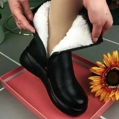 Retro Middle Boots Slimming Casual British Style Flat Boots Black Padded Boots