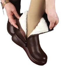 Retro Middle Boots Slimming Casual British Style Flat Boots Brown Boots