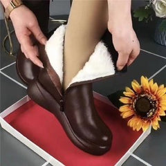 Retro Middle Boots Slimming Casual British Style Flat Boots Brown Cotton Boots