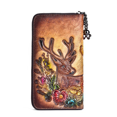Retro Personality Clutch With Zipper Wallet Brown