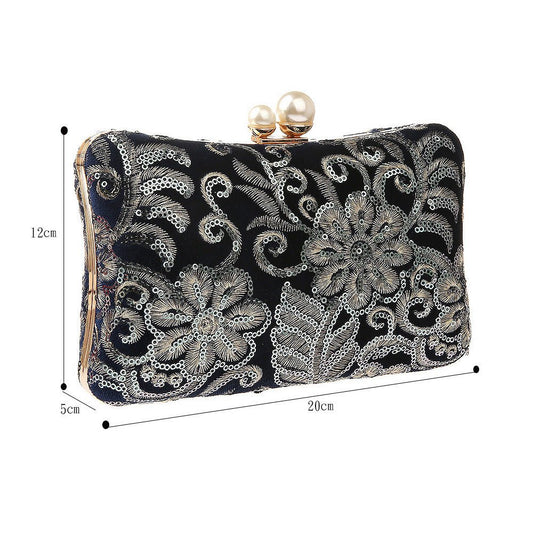 Retro Sequin Banquet Clutch Bag Red