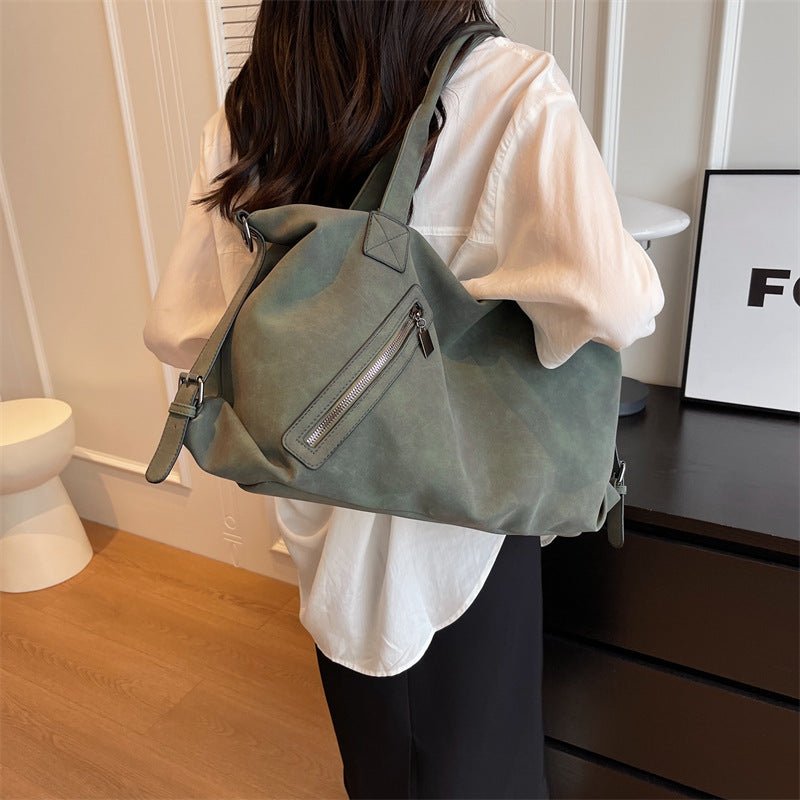 Retro Shoulder Bag: Casual Large Capacity Women's Fashion Khaki