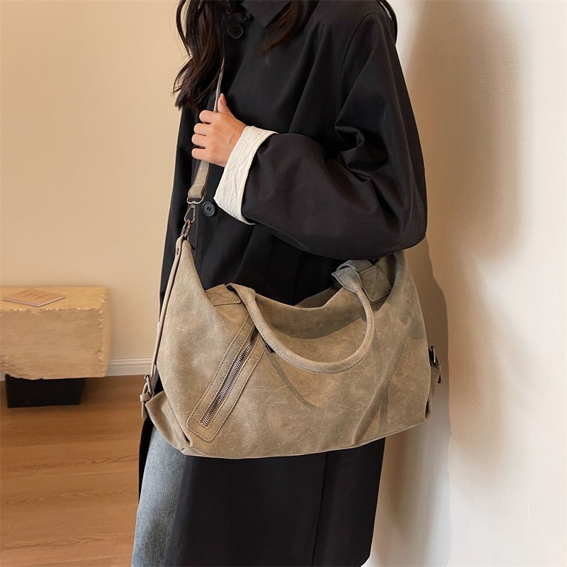 Retro Shoulder Bag: Casual Large Capacity Women's Fashion Khaki