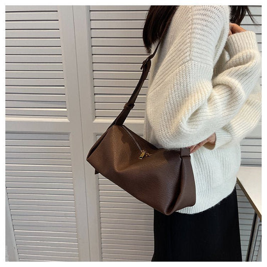 Retro Simple Soft Leather Autumn Crossbody Bag Coffee