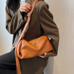 Retro Simple Soft Leather Autumn Crossbody Bag Dark brown