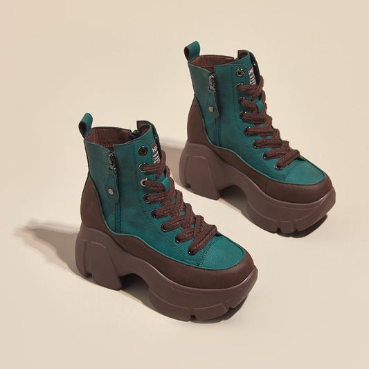 Retro Small Casual Short Boots For Women Green
